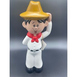 Artisan Choco Sculpture Traditional Tabasco Mexico Boy Hand Painted 12” Ceramic